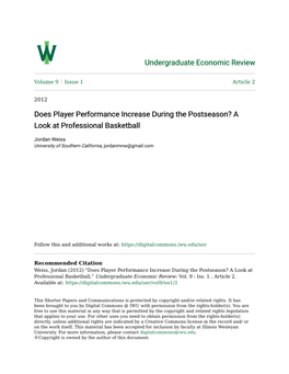 Does Player Performance Increase During the Postseason? a Look at Professional Basketball