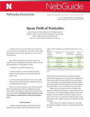 Spray Drift of Pesticides Greg R