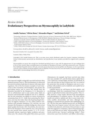 Evolutionary Perspectives on Myrmecophily in Ladybirds