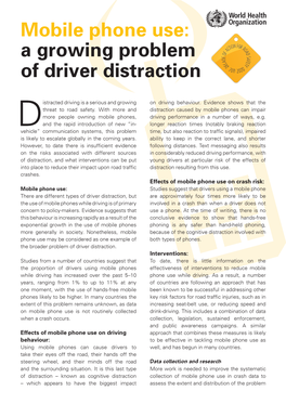 Mobile Phone Use: a Growing Problem of Driver Distraction