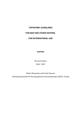 Toponymic Guidelines for Map and Other Editors, For