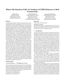 An Analysis of CSRF Defenses in Web Frameworks