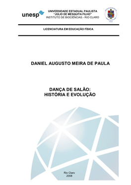 Daniel Augusto Meira De Paula Dança De Salão: História E Evolução