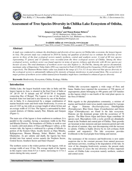 Tree Species Diversity in Chilika Lake Ecosystem of Odi India