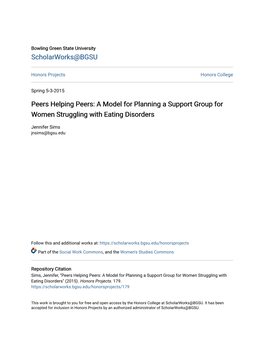 A Model for Planning a Support Group for Women Struggling with Eating Disorders