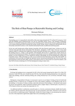 The Role of Heat Pumps in Renewable Heating and Cooling