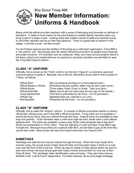 Uniforms & Handbook