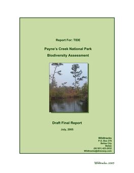 Payne's Creek National Park Biodiversity Assessment Draft Final