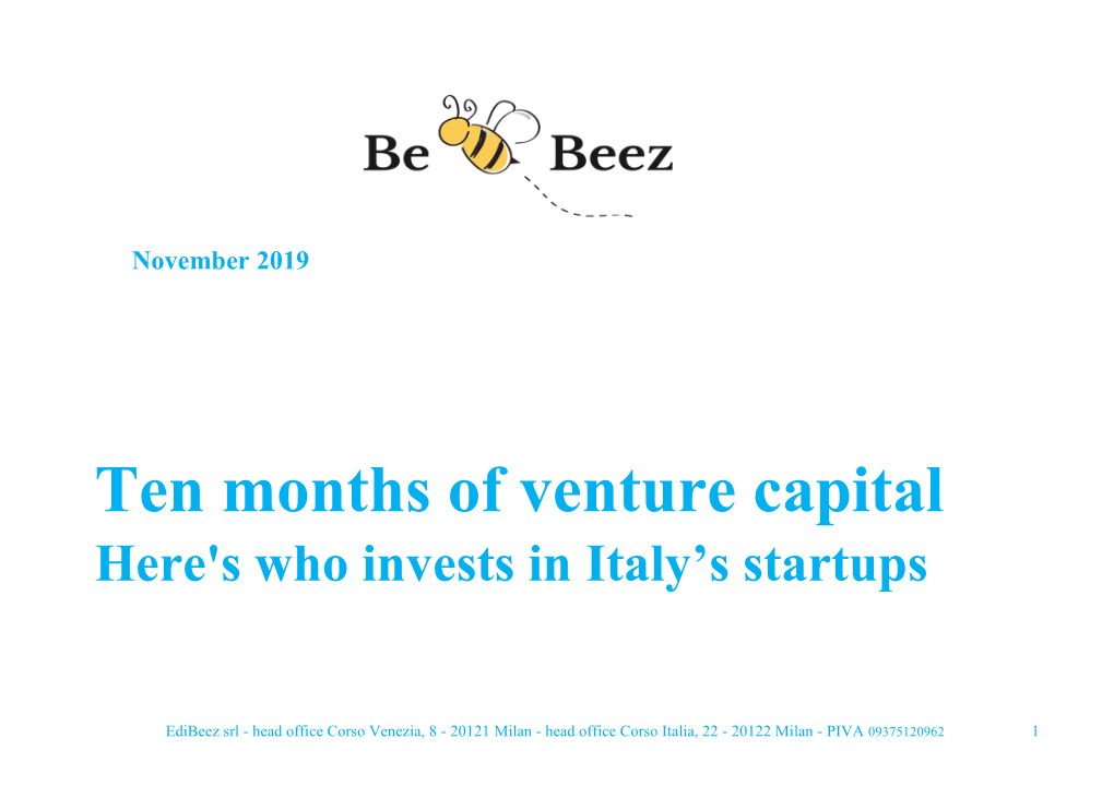 Ten Months of Venture Capital Here's Who Invests in Italy’S Startups