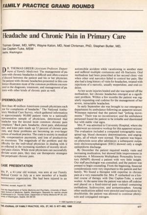 Headache and Chronic Pain in Primary Care