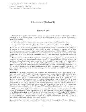 Introduction (Lecture 1)