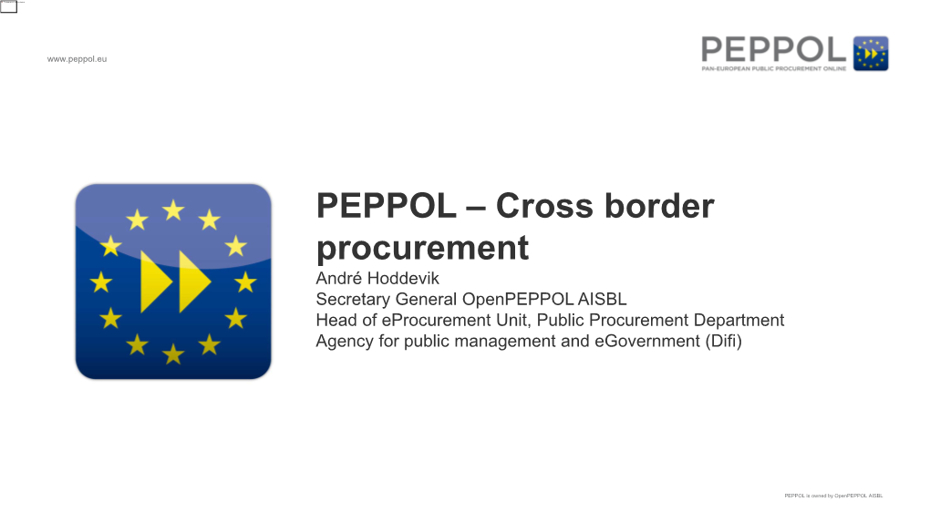 PEPPOL Pan European Public Procurement Online