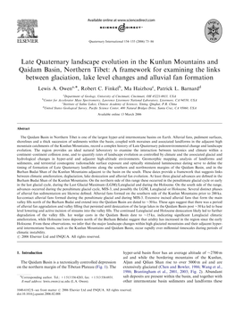 Late Quaternary Landscape Evolution in The