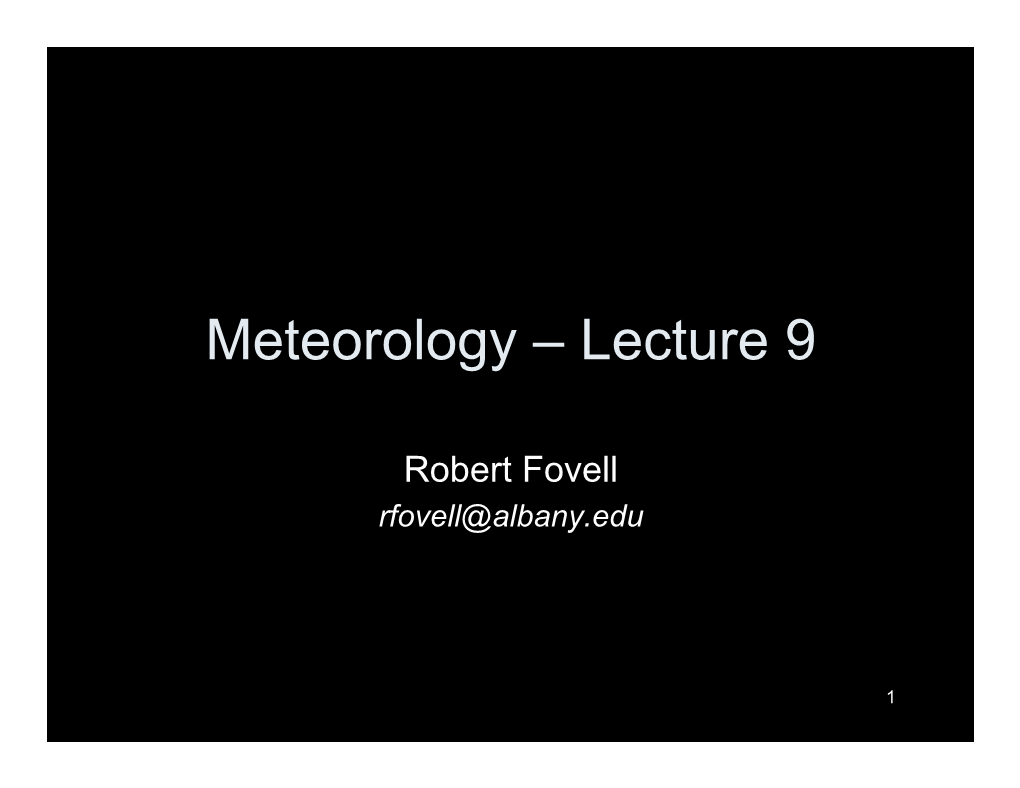 Meteorology – Lecture 9