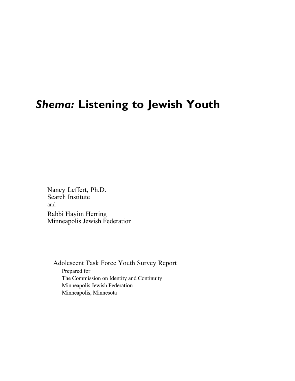 Shema: Listening to Jewish Youth