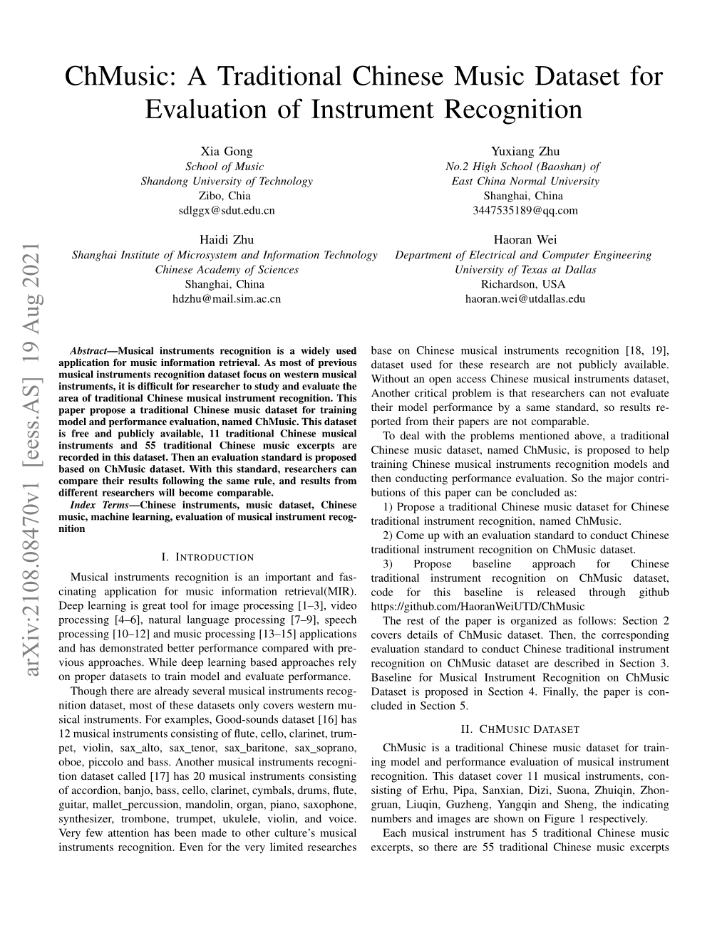 Chmusic: a Traditional Chinese Music Dataset for Evaluation of Instrument Recognition