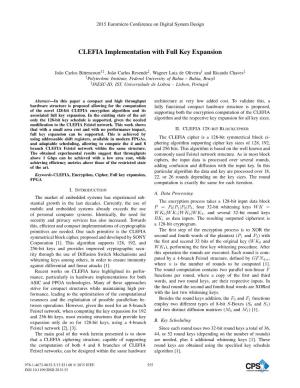 CLEFIA Implementation with Full Key Expansion