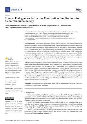Human Endogenous Retrovirus Reactivation: Implications for Cancer Immunotherapy