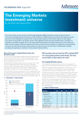 The Emerging Markets Investment Universe by Jan Dehn and Joana Arthur