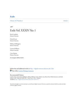 Exile Vol. XXXIV No. 1 Kent Lambert Denison University