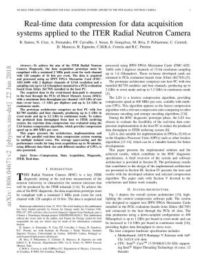 Real-Time Data Compression for Data Acquisition Systems Applied to the Iter Radial Neutron Camera 1
