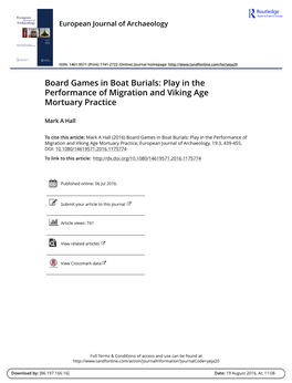 Play in the Performance of Migration and Viking Age Mortuary Practice