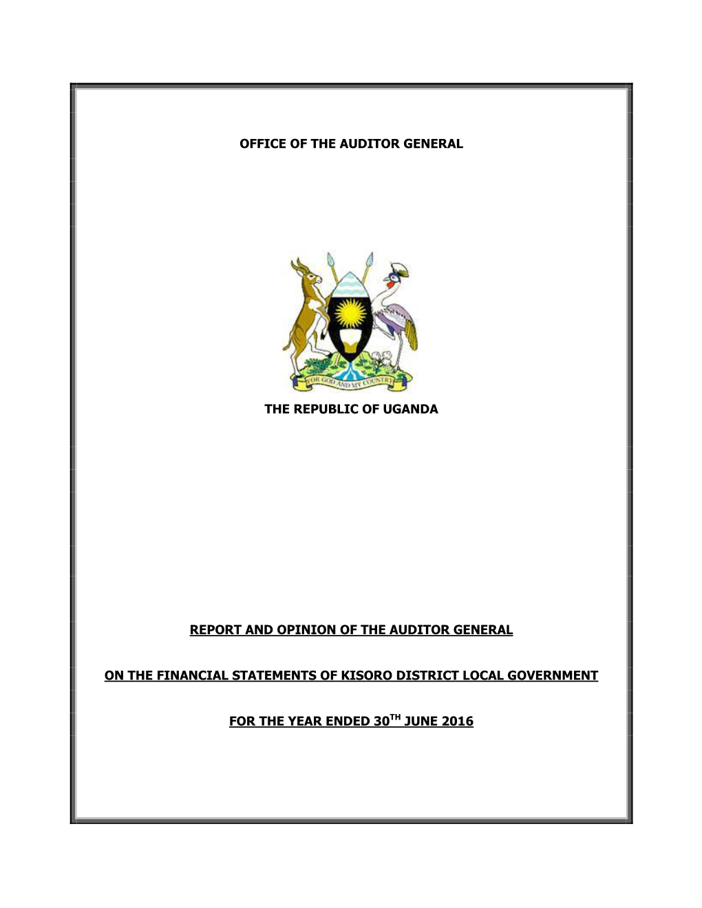 Office of the Auditor General the Republic of Uganda