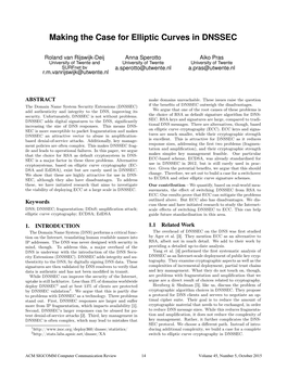 Making the Case for Elliptic Curves in DNSSEC