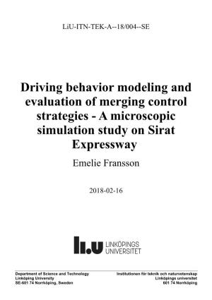 A Microscopic Simulation Study on Sirat Expressway Emelie Fransson