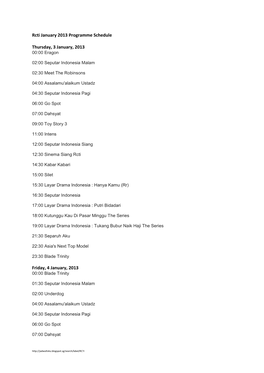 Rcti January 2013 Programme Schedule Thursday