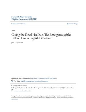The Emergence of the Fallen Hero in English Literature