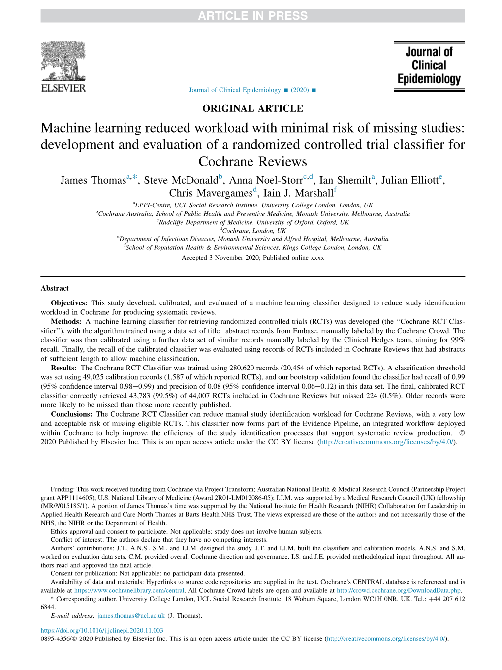 Machine Learning Reduced Workload with Minimal Risk of Missing Studies