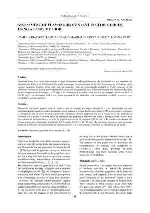 Assessment of Flavonoids Content in Citrus Juices Using a Lc/Ms Method