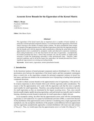 Accurate Error Bounds for the Eigenvalues of the Kernel Matrix