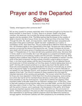 Prayer and the Departed Saints by David C