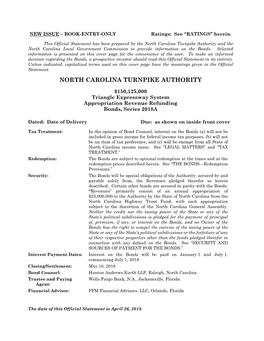North Carolina Turnpike Authority and the North Carolina Local Government Commission to Provide Information on the Bonds
