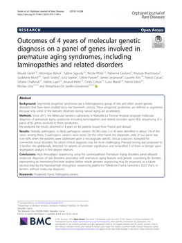 Outcomes of 4 Years of Molecular Genetic Diagnosis on a Panel Of