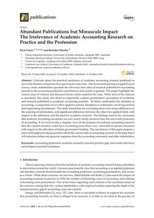 The Irrelevance of Academic Accounting Research on Practice and the Profession