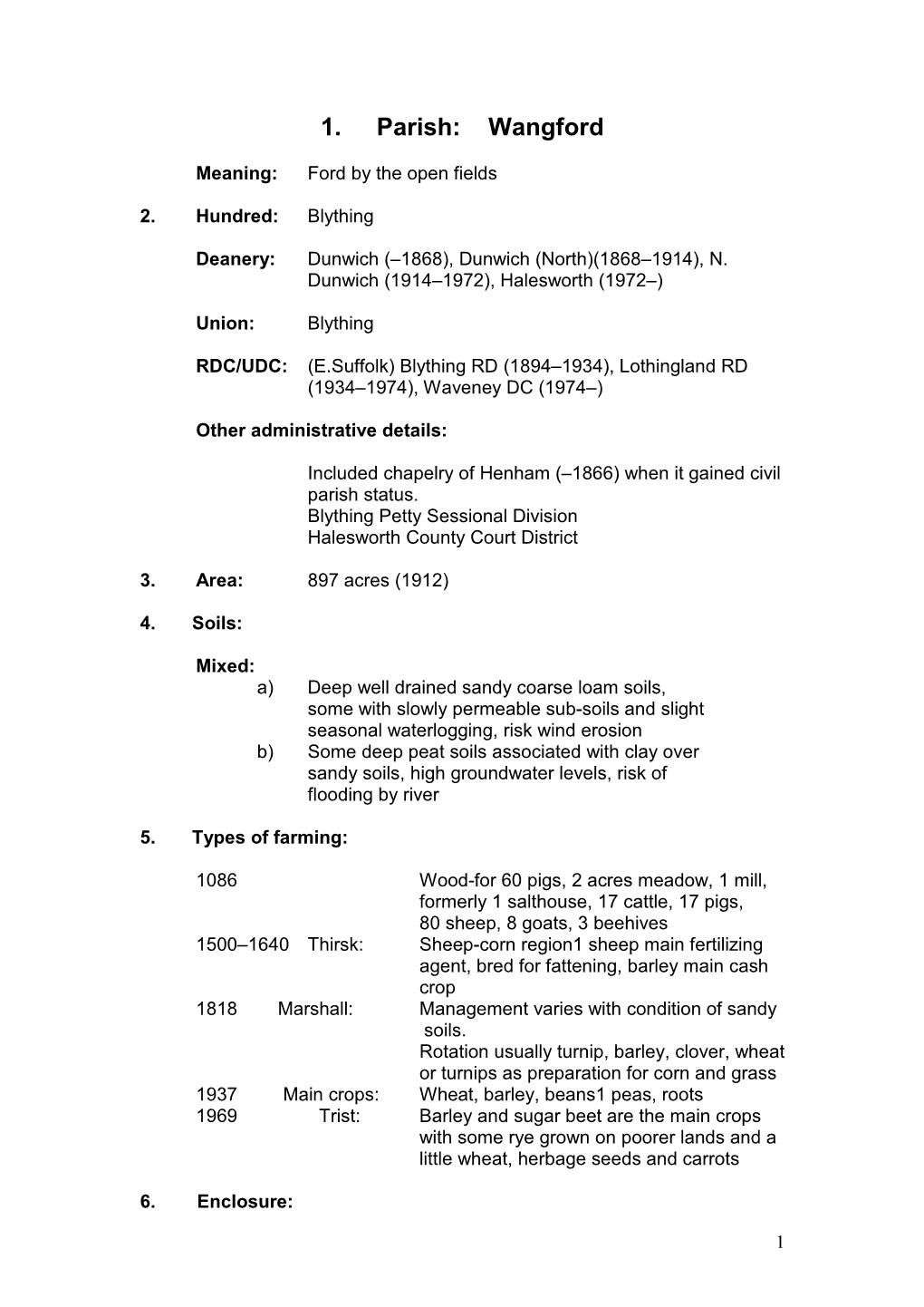 1. Parish: Wangford