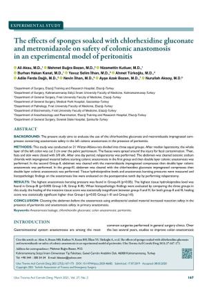 The Effects of Sponges Soaked with Chlorhexidine Gluconate and Metronidazole on Safety of Colonic Anastomosis in an Experimental Model of Peritonitis