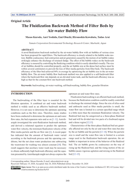 The Fluidization Backwash Method of Filter Beds by Air-Water Bubbly Flow