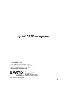 Hydra DT User Manual