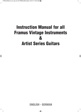 Instruction Manual for All Framus Vintage Instruments & Artist Series Guitars