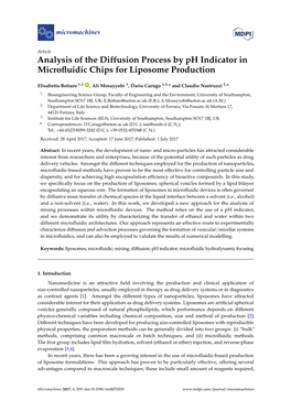 Analysis of the Diffusion Process by Ph Indicator in Microfluidic Chips