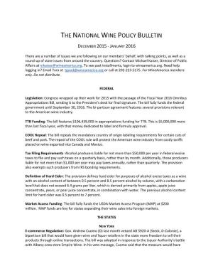 The National Wine Policy Bulletin
