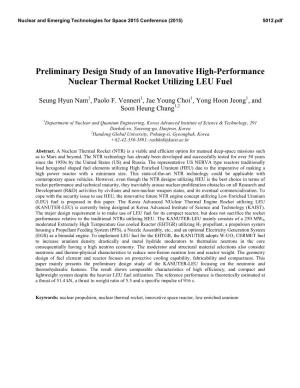 Preliminary Design Study of an Innovative High-Performance Nuclear Thermal Rocket Utilizing LEU Fuel