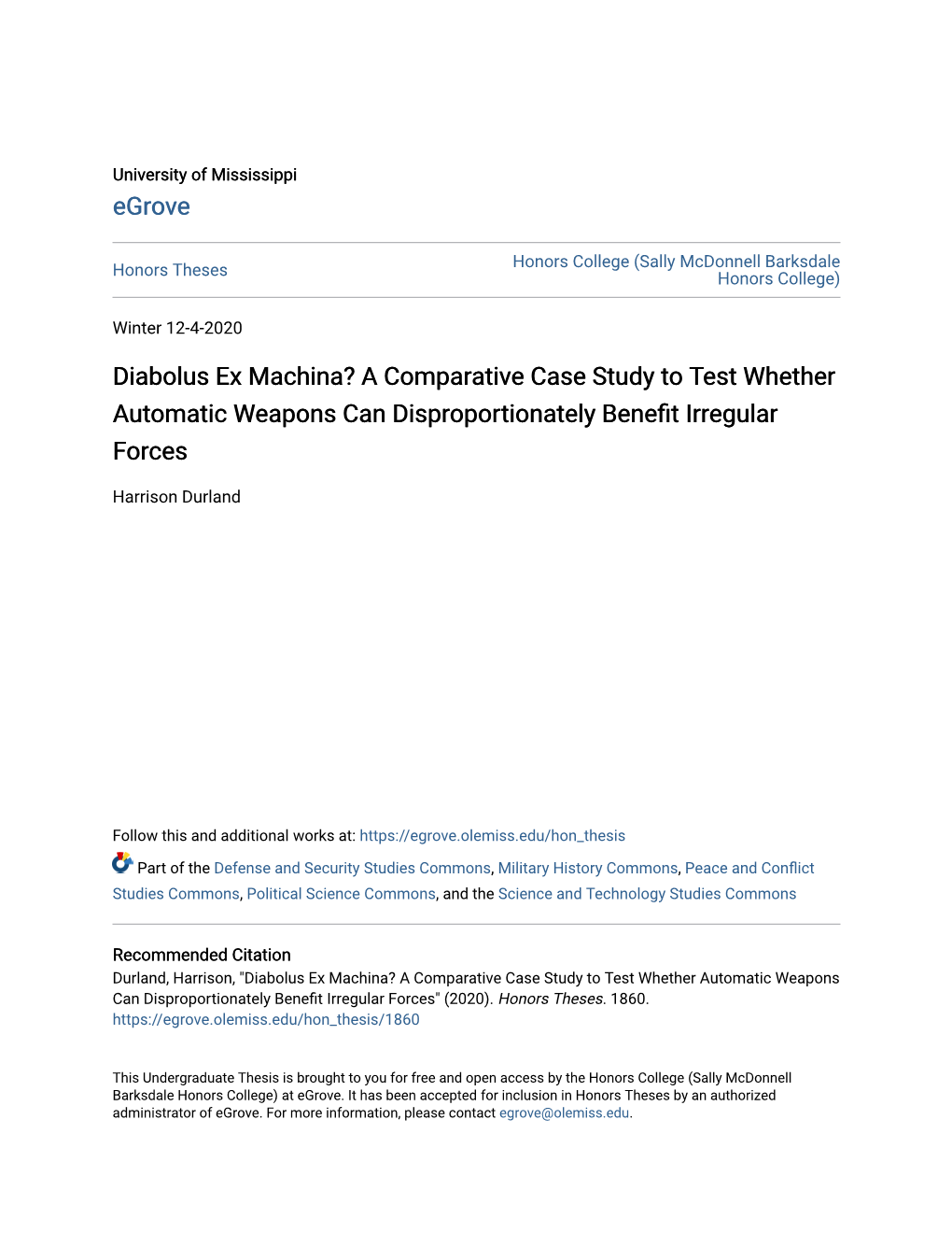 A Comparative Case Study to Test Whether Automatic Weapons Can Disproportionately Benefit Irregular Forces