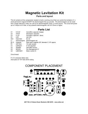 Magnetic Levitation Kit Parts and Layout