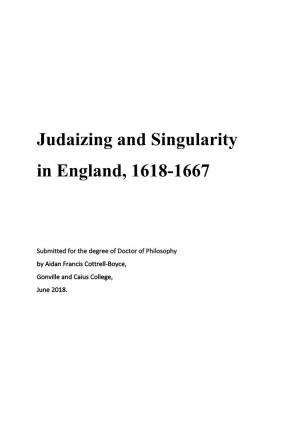 Judaizing and Singularity in England, 1618-1667