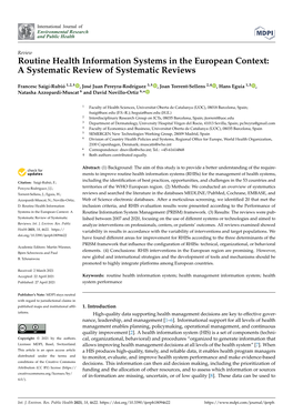 Routine Health Information Systems in the European Context: a Systematic Review of Systematic Reviews